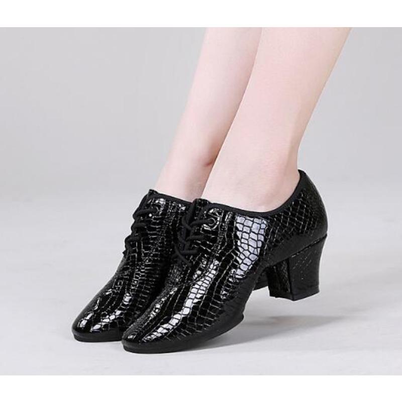 XIHAHA Women Jazz Dance Shoes Latin Salsa Ballroom Stone Pattern Genuine Leather Woman's Practice Dancing Shoes Ladies Sneakers