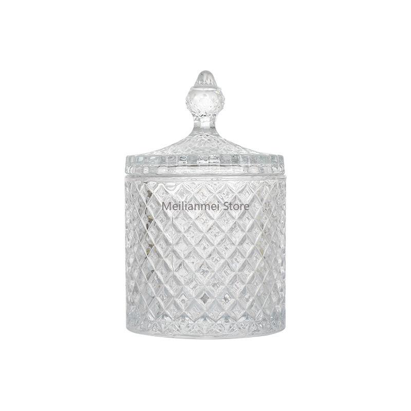 Transparent Glass Jar Yurt Food Roman Jar with Lid Handmade DIY Candle Holder Candy Storage Jars Home Decor Bottles Jars Boxes