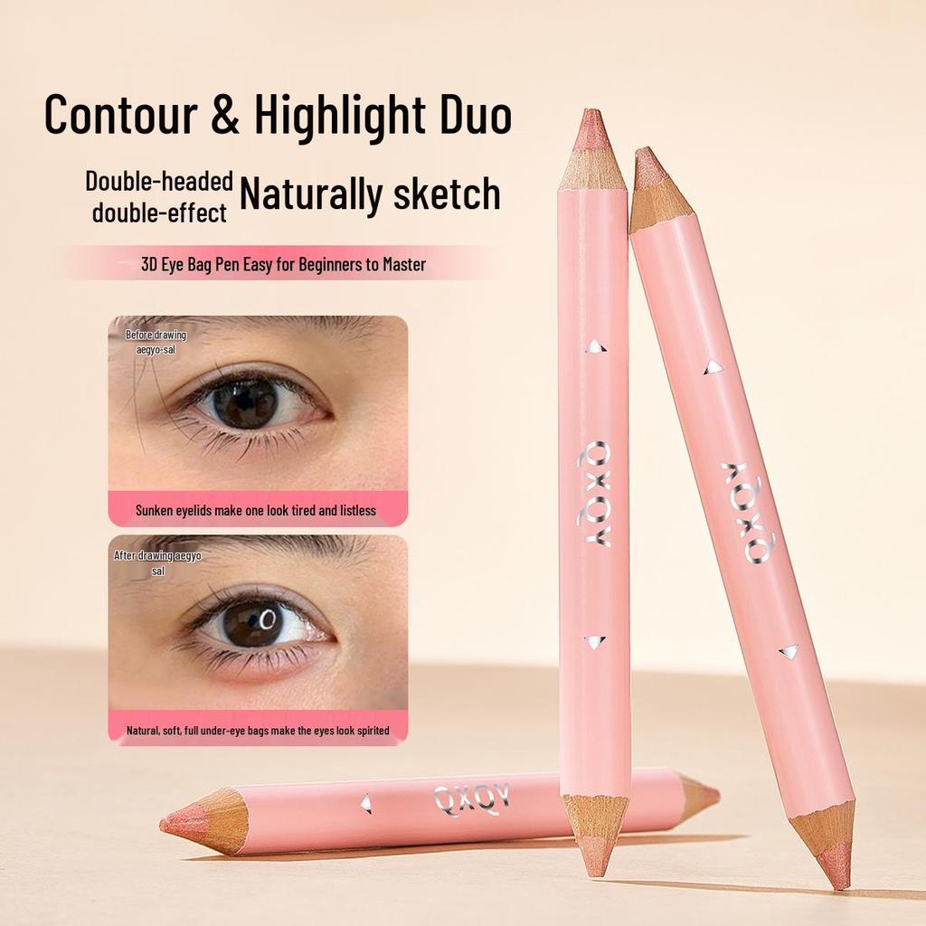 QXQY Double-Ended Tear Trough & Highlight Pen - Natural Brightening Eyeshadow for Beginners