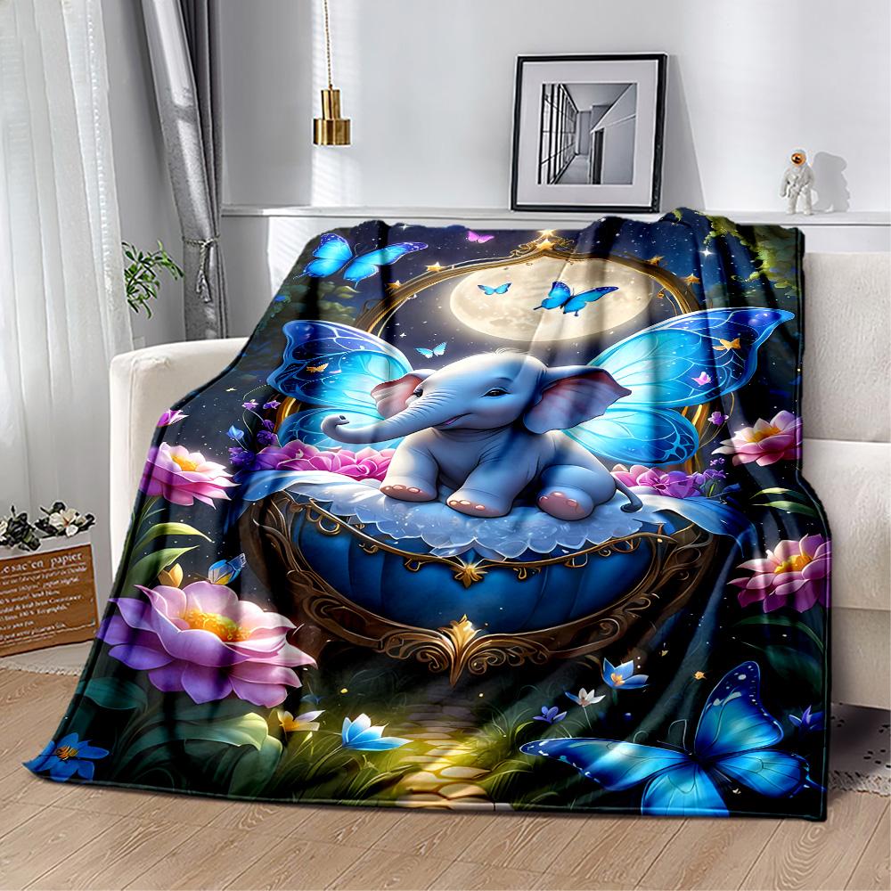 Colorful Elephant Garden Blanket Suitable for Offices, Travel, Living Rooms Also a Good Gift for Friends and Family Suitable for All Seasons.