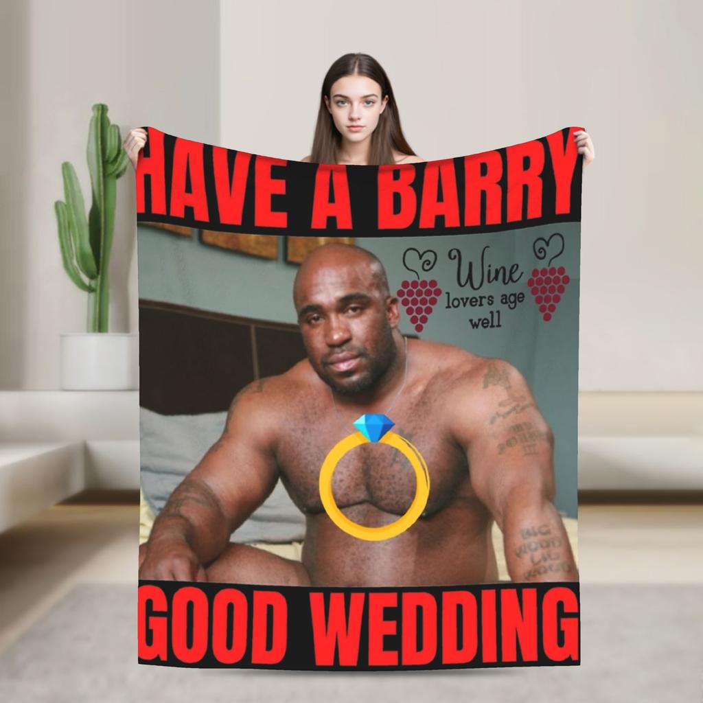 Funny Barry Wood Meme Christmas  Blanket Multiple Sizes Warm Cozy Fluffy  Throw Blankets for Couch Sofa and Bed