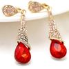 Women Elegant Cubic Zirconia Inlaid Water Drop Long Dangle Earrings Jewelry