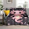 Axolotl Friends In Space Blanket Flannel Blanket for bed, sofa, Camping, Hiking, Picnic Essentials, gift for family Fan gifts