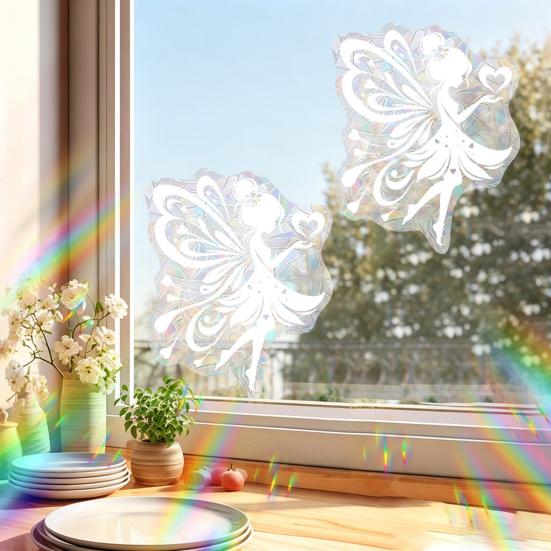 Yousheng Ocean Theme Rainbow Window Decals for Bird Strikes, Sea Animal Anti Collision Stickers, Decorative Static Prism Window Clings for Bathroom,