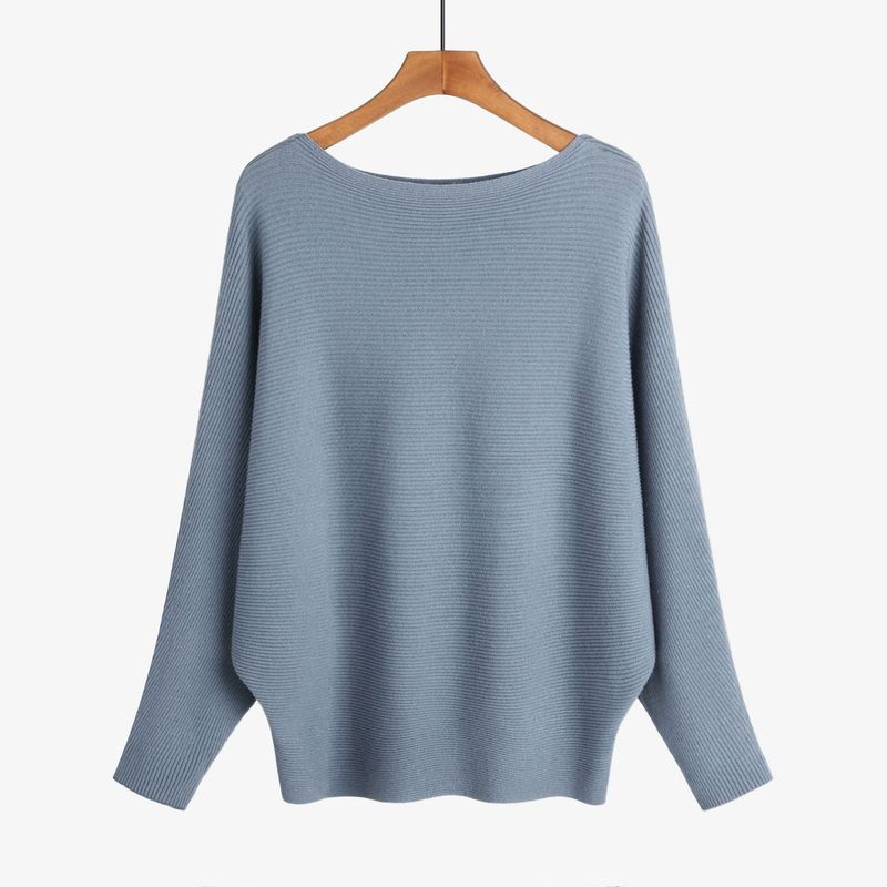 Loose Long Sleeve One-Line Collar Top Loose Long Sleeves off-Shoulder Top Female