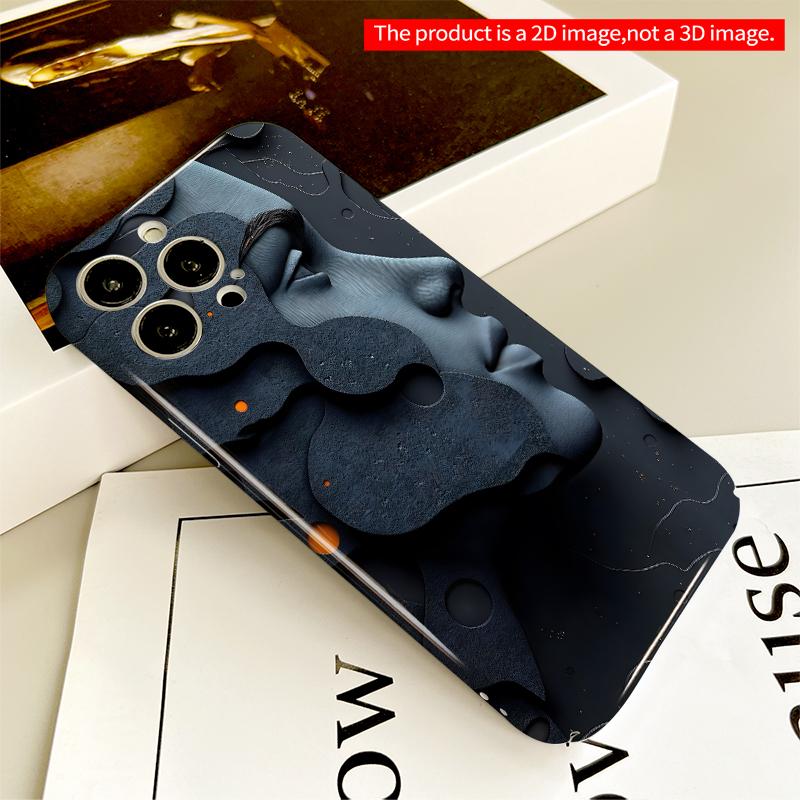 2DFlat Abstract Face Layered Art Phone Case All inclusive film hard iPhone case, compatible with iPhone 18 Pro Max 17 16 15 14 13 12 11