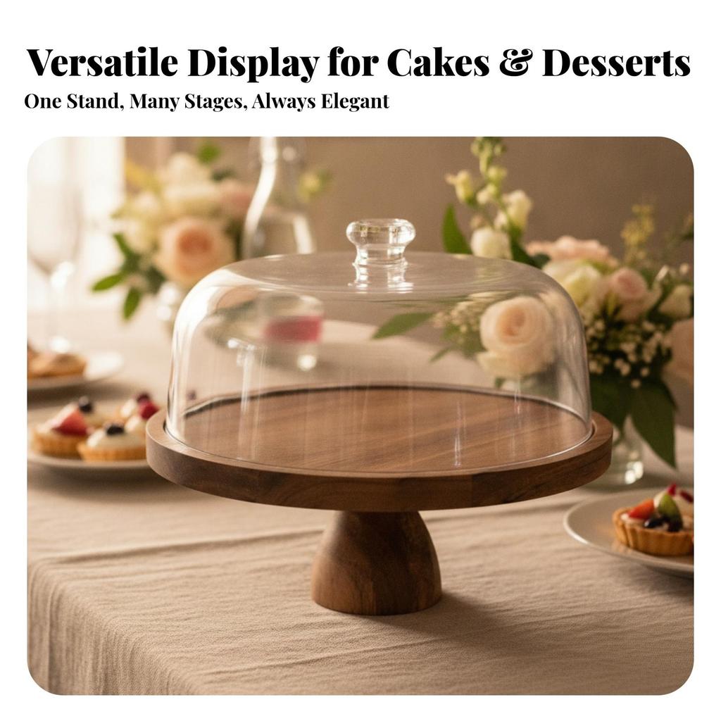 Transparent Cake Stand with Dome Lid | Dustproof, Holder Lid, for