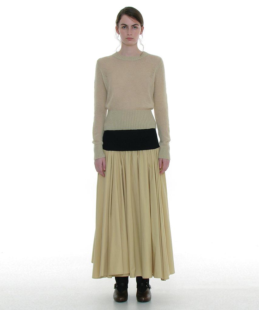 PARTIMENTO WOMEN Sheer Wide Rib Knit Crew Neck_Cream