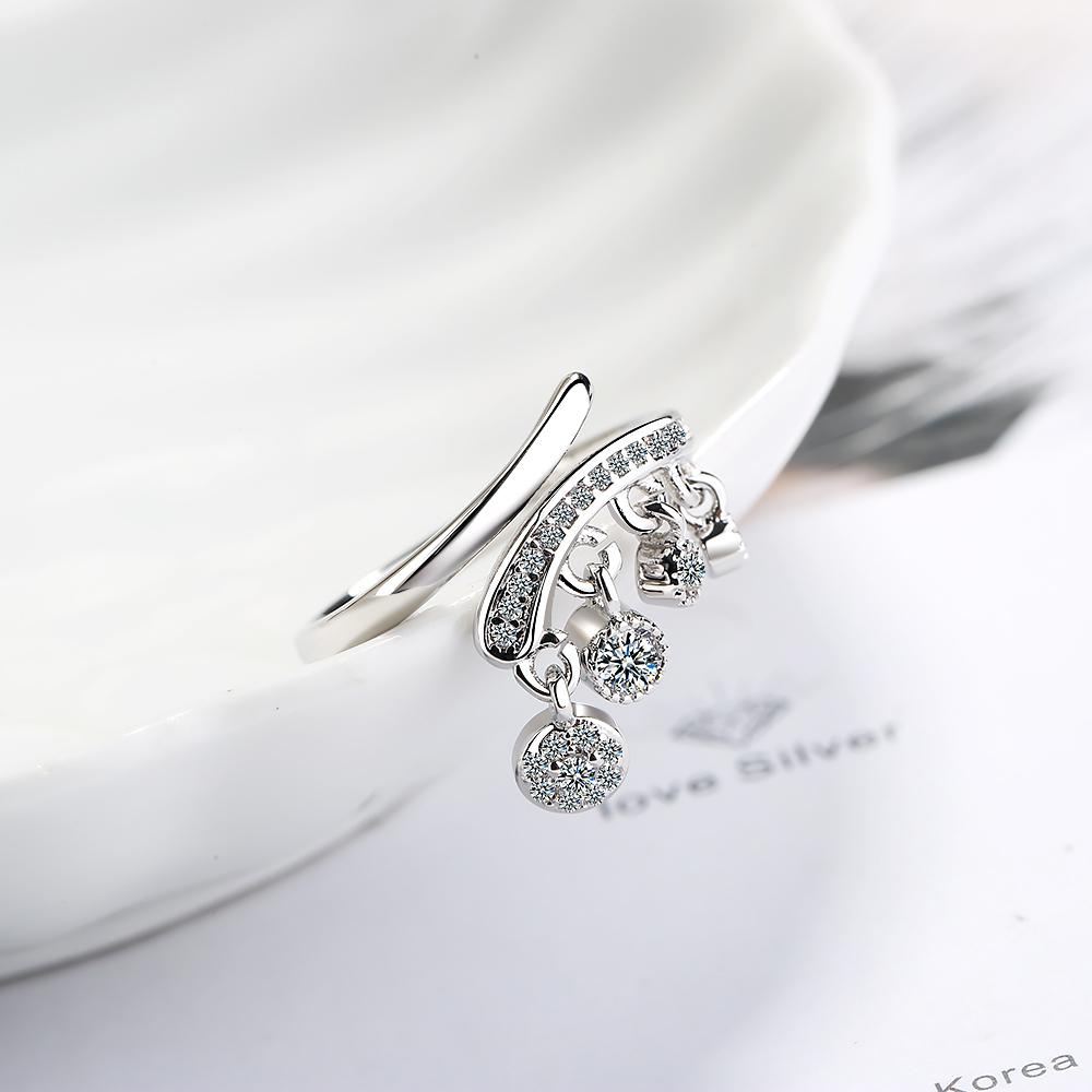 925 Silver Ring Shiny Cubic Zirconia Tassel Jewelry Charm Bohemia Minimalism Birthday Gift Femme Anillos Bague Femme Ring