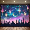VIKAMA Cielo Stellato Sognante Luna Sfondo Ramadan Moschea Lanterna Festa Eid Parete Sfondo Foto
