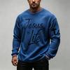 Men's Casual Graphic Knit Crewneck Long Sleeve Shirt for Everyday Wear