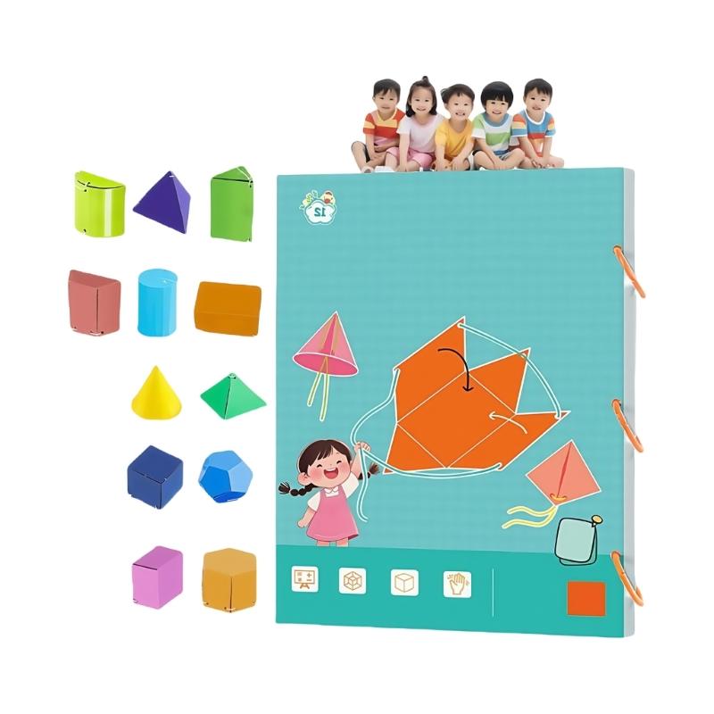 Educational Geometry Workbook Hands on Geometric Shape Activity Book With Folding Geometric Model For Kid Preschooler