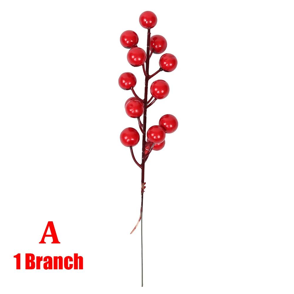 1/30 Branches Dense Berries  Artificial Flowers Bouquet Red Holly Berry Stamen Plants Xmas Tree Christmas Party  Home Decor