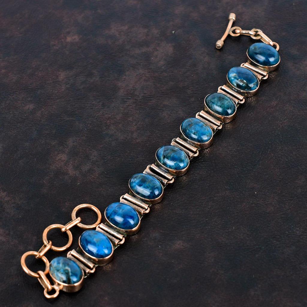 Neon apatite bracelet copper gemstone bracelet adjustable chain bracelet unique copper design jewelry handmade decent bracelet gifts for mom