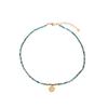 European and American retro natural blue apatite handmade beaded titanium steel necklace pendant natural turquoise collarbone chain