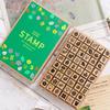 Cute Leaf Wooden Rubber Garden Made in Green Message Letter Flowers Stamps, Stamps, 54-Piece Set, Design, Japan, Eco-Friendly, Plants, Leaf,
