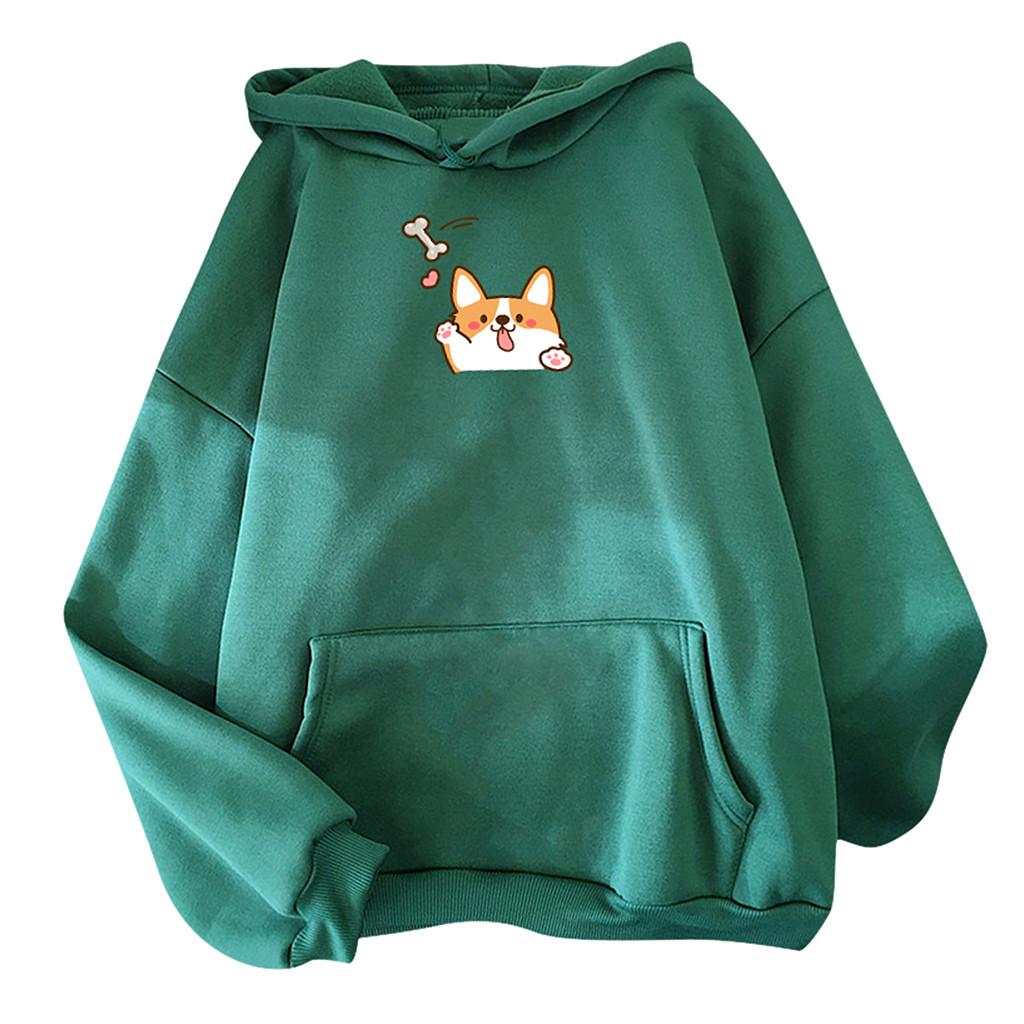 Women's Print Hoodies Pullover Long Sleeve Drawstring Sweatshirts with Pocket