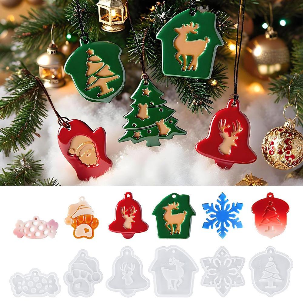 12 Styles Silicone Molds With Hole Epoxy Resin Mold Christmas Resin Mold Christmas Craft