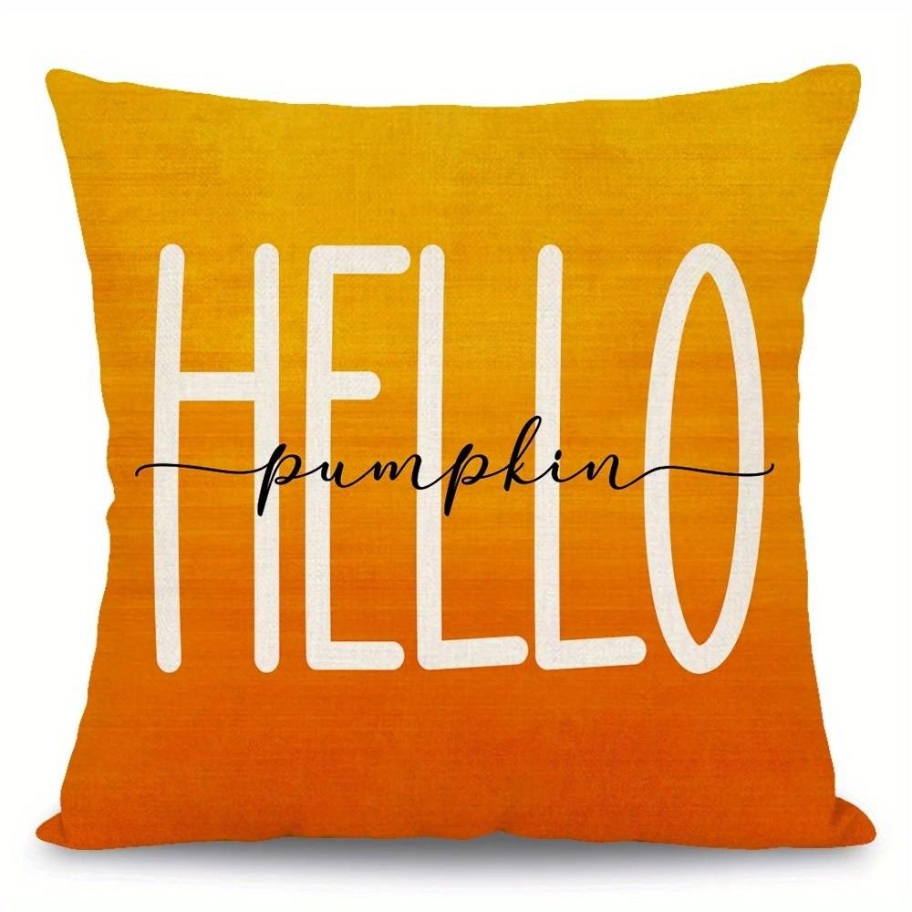 Hello Pumpkin  Fall In The Air Pillows Pattern Cushion Cover Suitable For Sofa Bedroom Car Pillow Cover