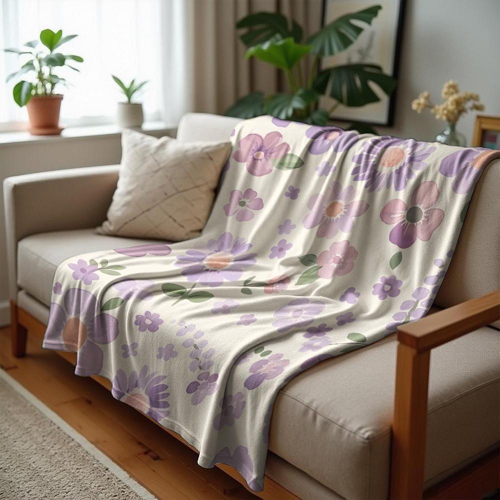 Smooth Solid Cow Spot Anime Cartoon Flannel Blanket Soft Warm Throw for Bedroom Sofa Car Kids Holiday Gift