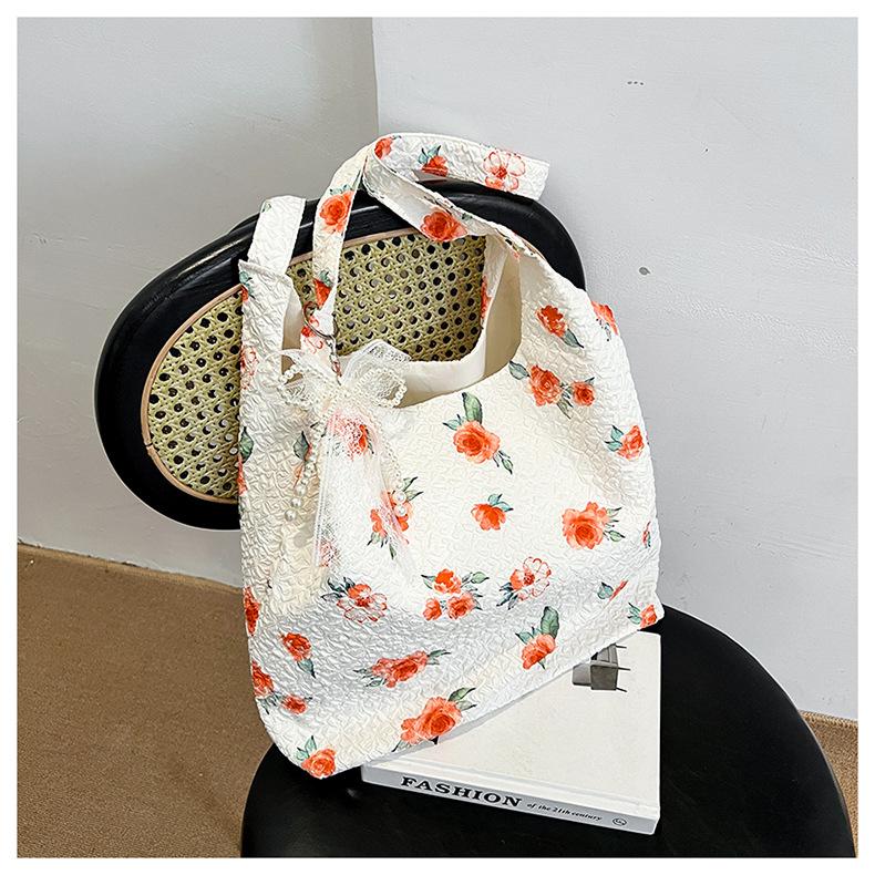 

225 весна-лето новый свежий и милый розовый цветочный модный тренд персонализированная тканевая сумка-тоут через плечо большой вместимости