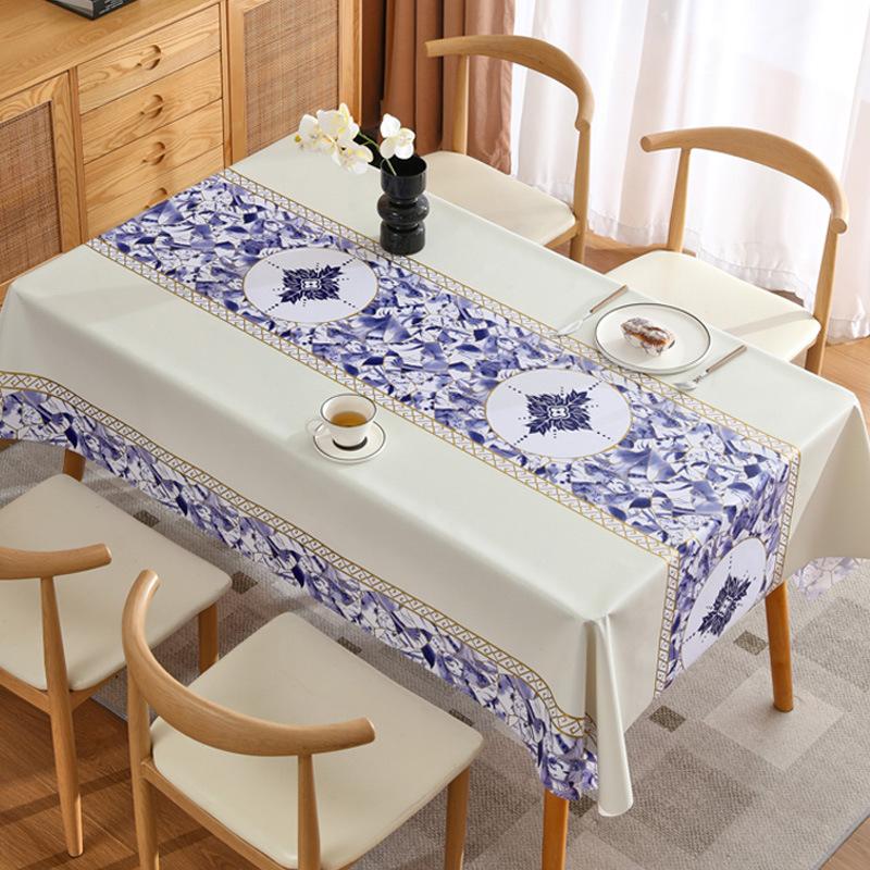 Fata de masa din PVC rezistenta la apa si la ulei Ins Tea Fata de masa rectangulara minimalista florala