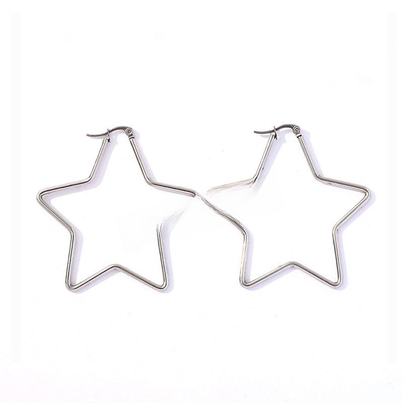 Three-Piece Large Stainless Steel Star Wire Earrings Set