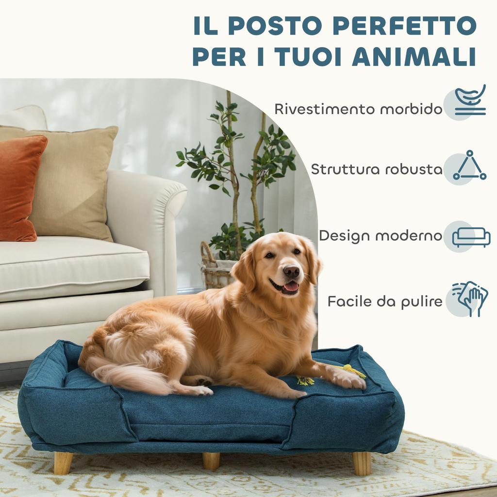 Indoor Sofa Bed for Large Dogs up to 30 kg with Removable Cushion, 96x66x24 cm, Blue