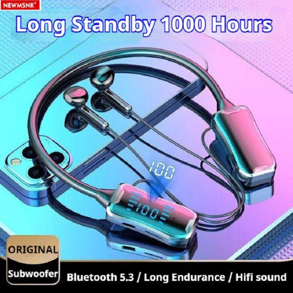 LED Display Neckband Headset Stereo Sound Bluetooth Earphone New In Ear Headset Gamer