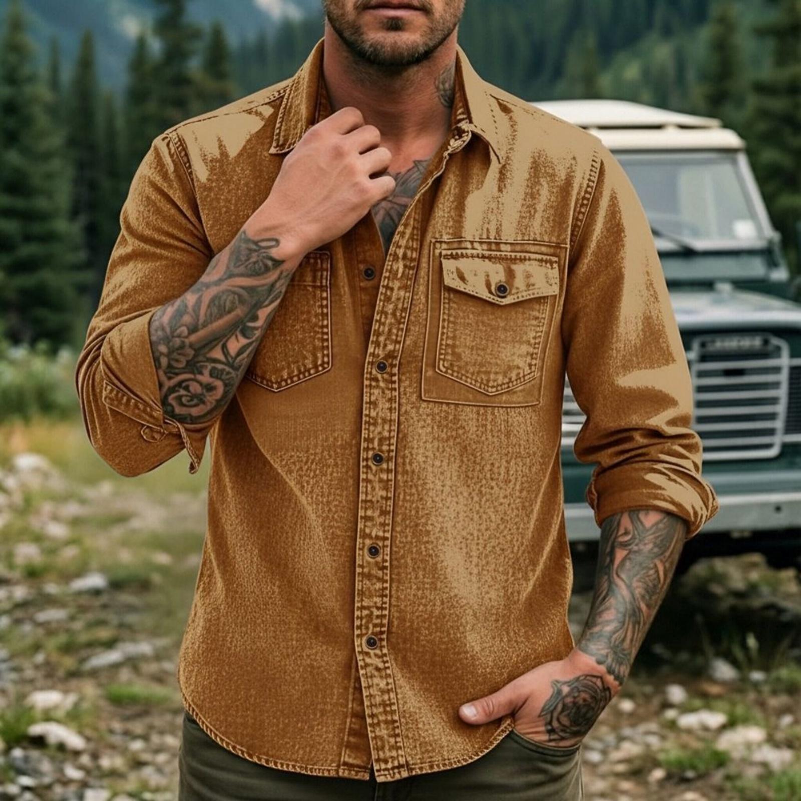 

Overshirt Herren Long Sleeve Shirt Casual Style Hemd Herren Langarm Herrenkleidung for Everyday Wear Fischerhemd Herren Design XXL хаки