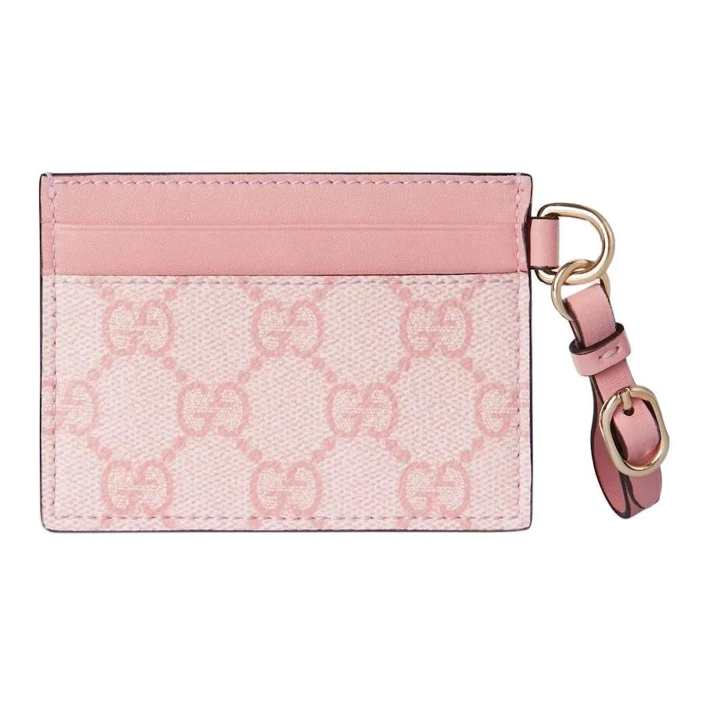 GUCCI GG Emblem brand iconic print coated fabric card holder women's light pink