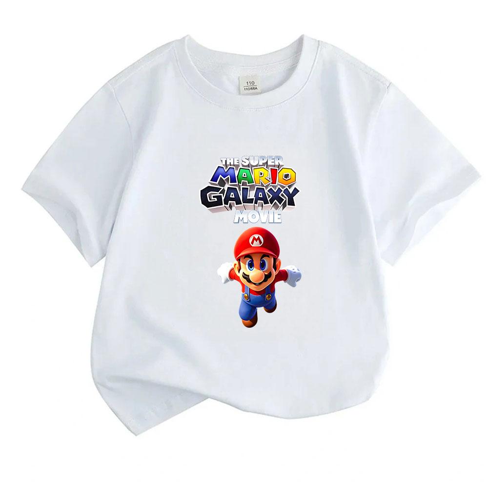 Kids Boys Girls Crew Neck Short Sleeve 100% Cotton T-Shirt, Cute Super Galaxy Flying Cartoon Character Print Casual Soft Breathable Summer Tee Tops fo
