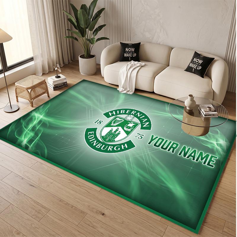 Personalized Crystal Velvet Carpet Hibernian FC Pattern Non Slip Floor Rug