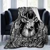 1PC Custom Name Deer Spirit Tattoo Outdooor Flannel Blankets Throw Blanket All-Season Throw Gift Bedspread for Couch, Bed, Camping Holiday Birthday Gi