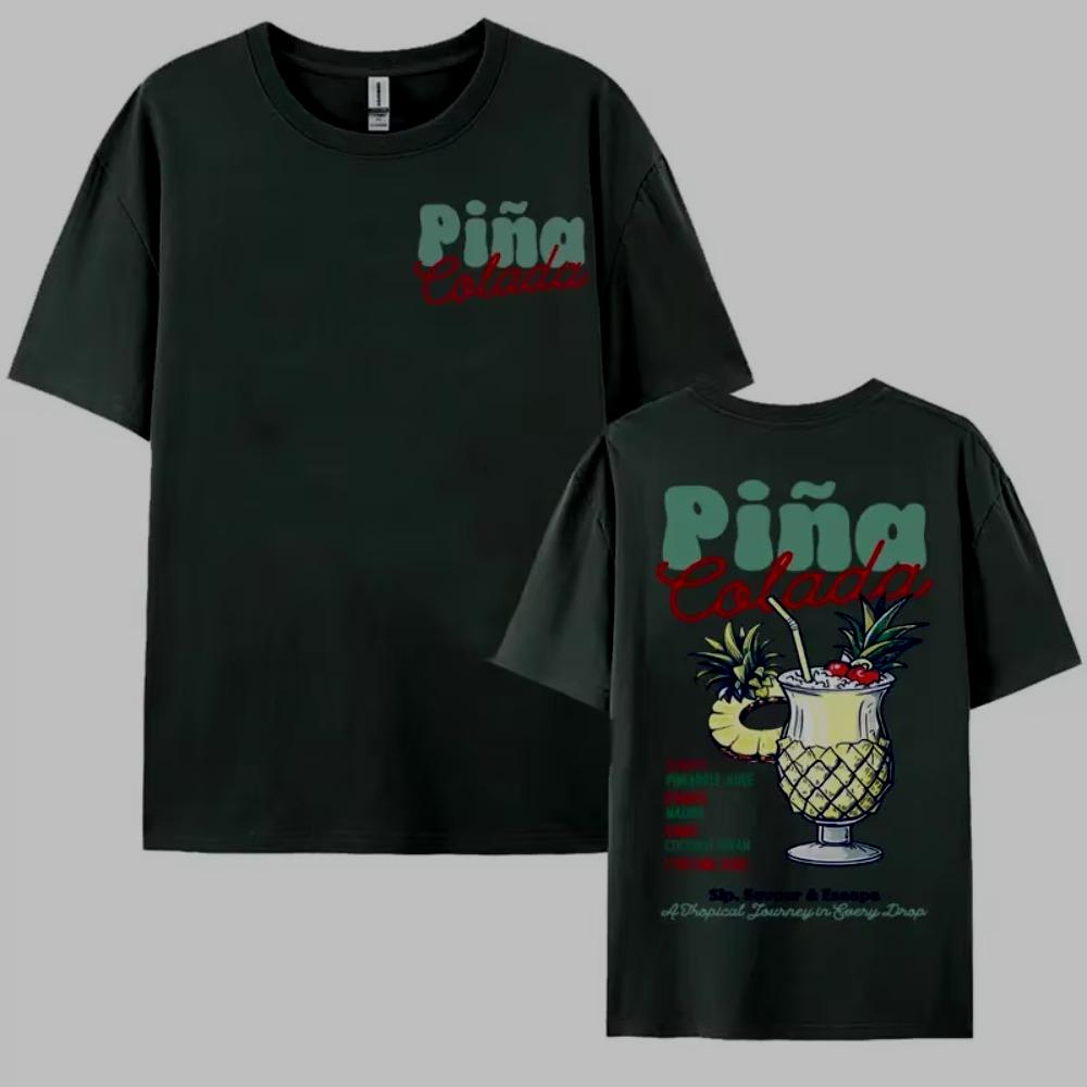 Funny Cocktail Themed Gift Tee Shirts Unisex Unisex Pina Colada Print T Shirt Male Summer Fashion Aesthetic Cozy TShirts Streetwear