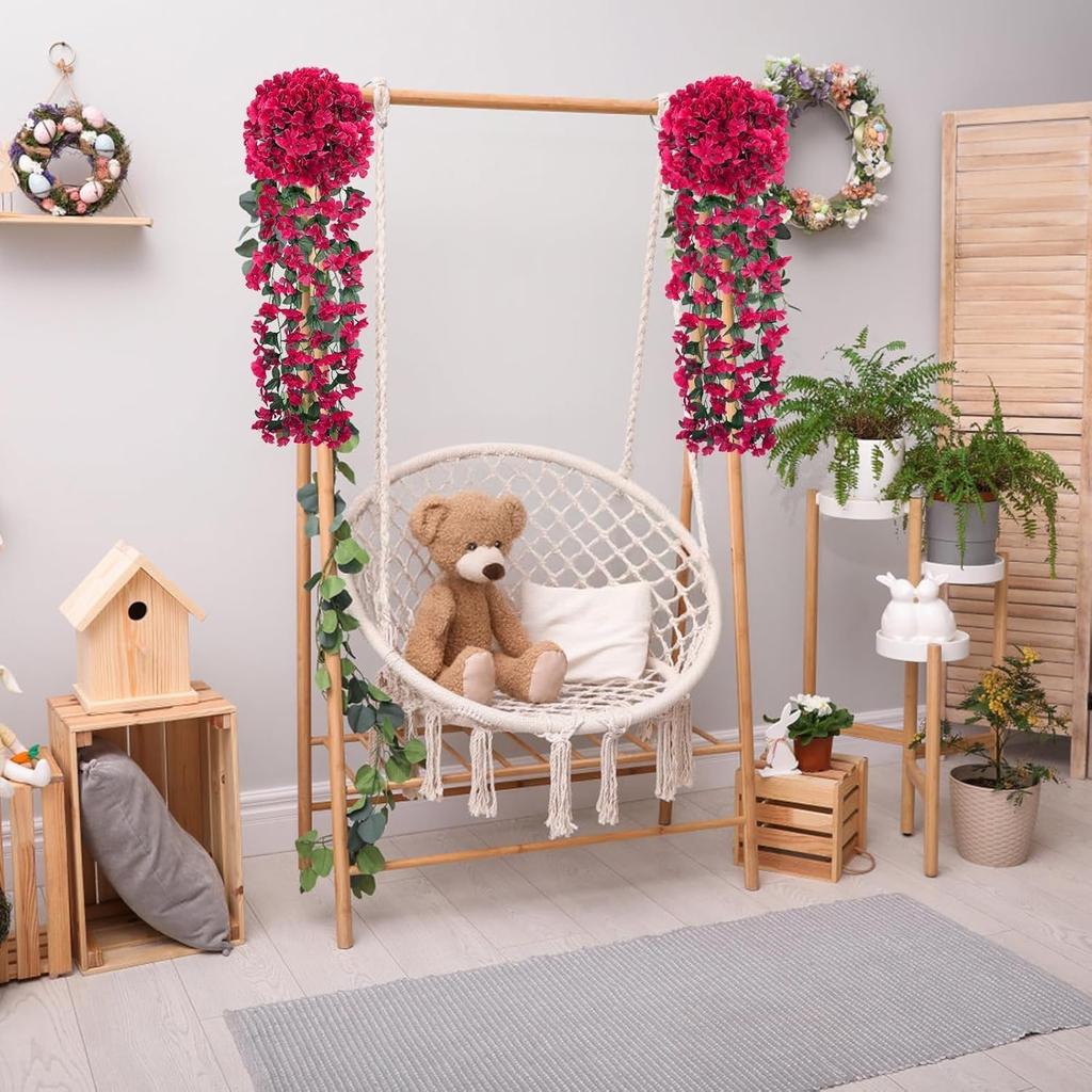 Artificial Hanging Plants Red Faux Hanging Plants Outdoors Fake Hanging Flowers for Home Decor Indoor Wedding Summer Porch Patio Garden Wall 33 Inch