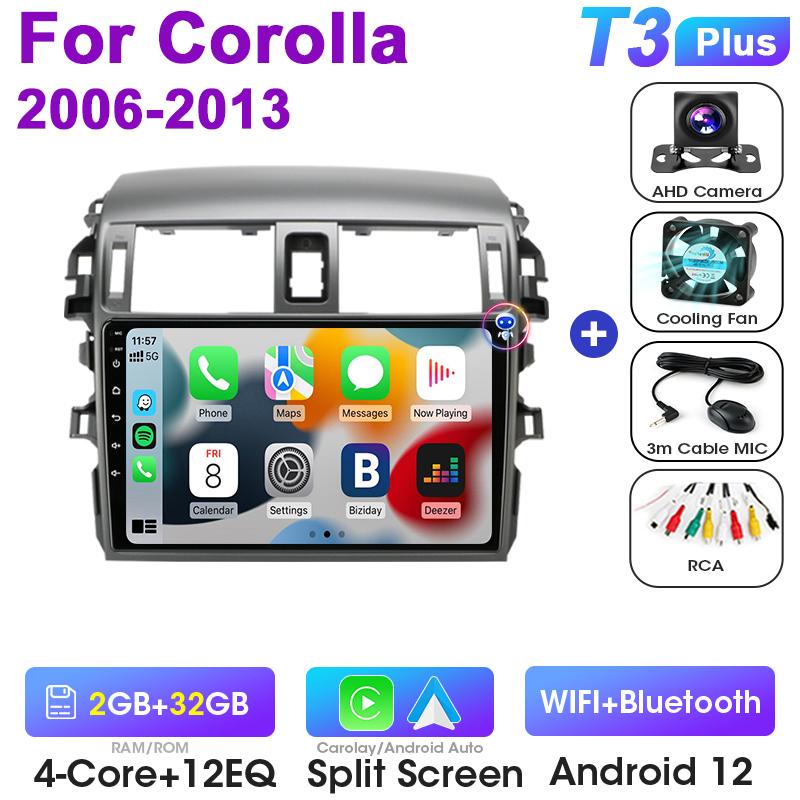 Android 12 Car Radio For Toyota Corolla E140/150 2006 - 2013 GPS Carplay Auto 2 Din Stereo Intelligent Systems Smart Autoradio