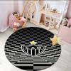 1PC round rug Black And White Stripes With Shield Printed Round Area Rug ,Rug For Home Office, Round Chair Rug,Carpet Fan gifts Christmas gift