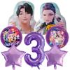 Zestaw Balonów Urodzinowych Kpop Demon Hunters Balon z Liczbą Garnitur Balonów Balon Folia Kreskówka Akcesoria na Urodziny Dekoracja Prezent na Baby Shower