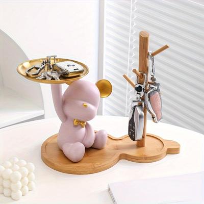 1pc Eingang Tablett Schlüssel Lagerung Wohnkultur Bär Tablett Lagerung für Ästhetischen Zimmer Dekor Hause Schlafzimmer Dekor