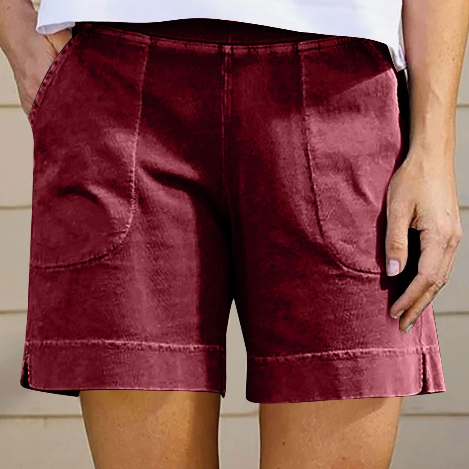 

Женские повседневные летние эластичные пляжные шорты однотонные повседневные шорты XXXL винный