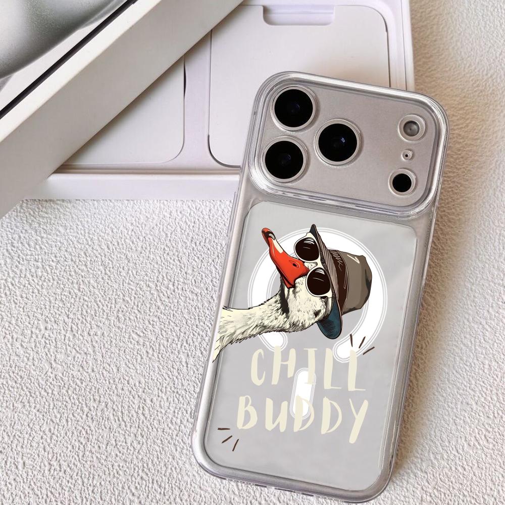 Funny Goose Phone Case For iPhone 17 16 15 14 13 12 Pro Max Plus With Magnetic Crystal Clear Case Wireless Charge