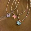 Butterfly Beaded Necklaces Butterfly Choker Pendant Necklace Beaded Choker Resin Material Perfect Gift for Girl Children