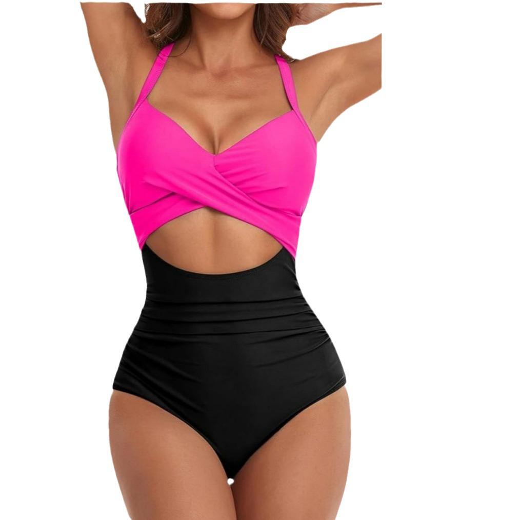 Women's Sexy Hollow Out One-Piece Swimsuit - Backless, Lace-Up Bodycon Bikini