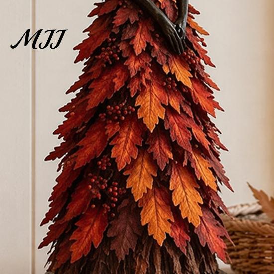 Halloween Witch Figurine Autumn Figurine, Fall Tabletop Statue with Leaf Resin Sculpture Table Ornament Gown, Seasonal Decoration for Mantel