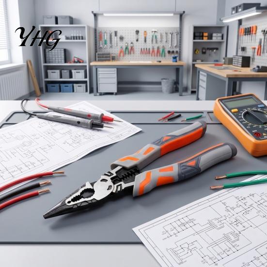 Comfort Grip Heavy Duty Pliers 9" Needle Nose Plier, 8-inch Multi-Function Diagonal Pliers, Cr-V Multi Purpose Clamping Bending Steel Wire Stripper