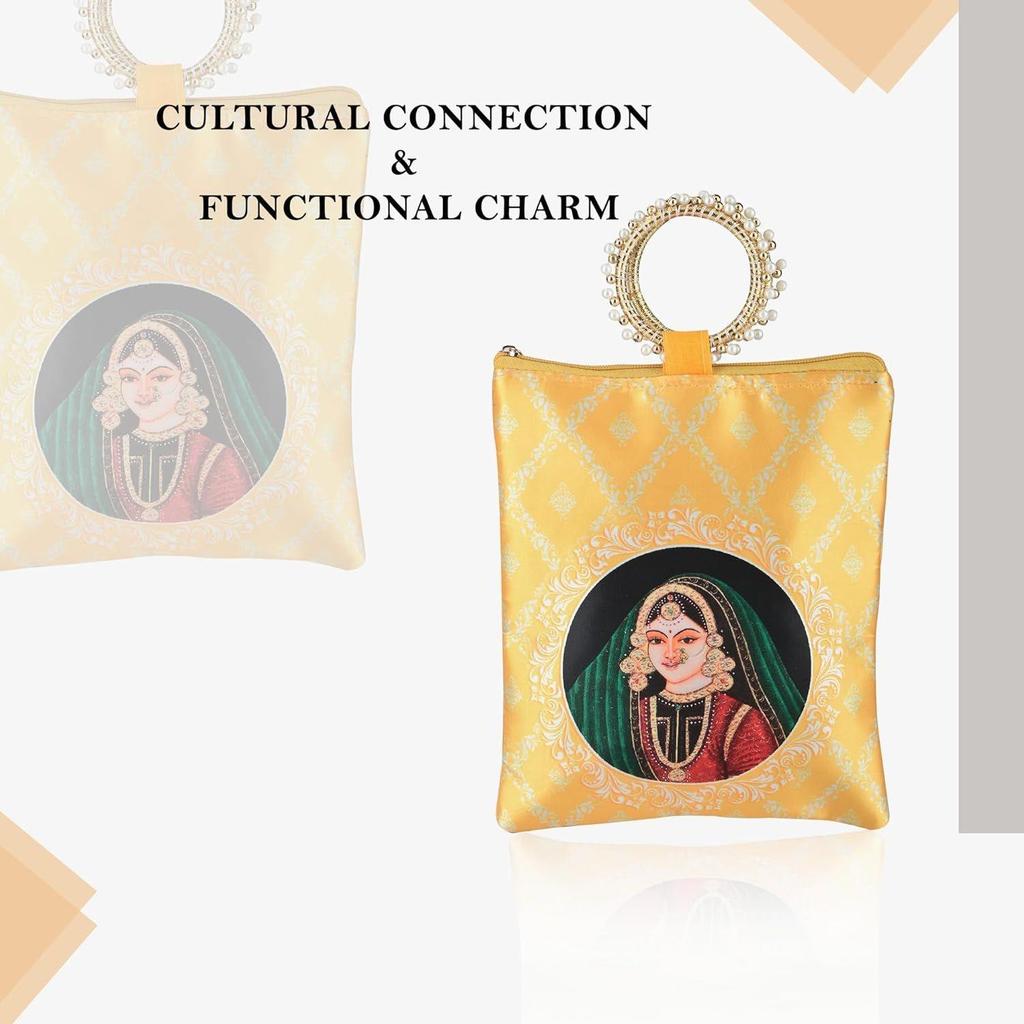 2 Stück Seide Kleine Handtaschen für Damen Stilvoll mit Reißverschluss & Henkel | Traditionelle Handheld-Taschen für Damen | Ethnische Damen Geldbörse Handtasche für Gastgeschenke