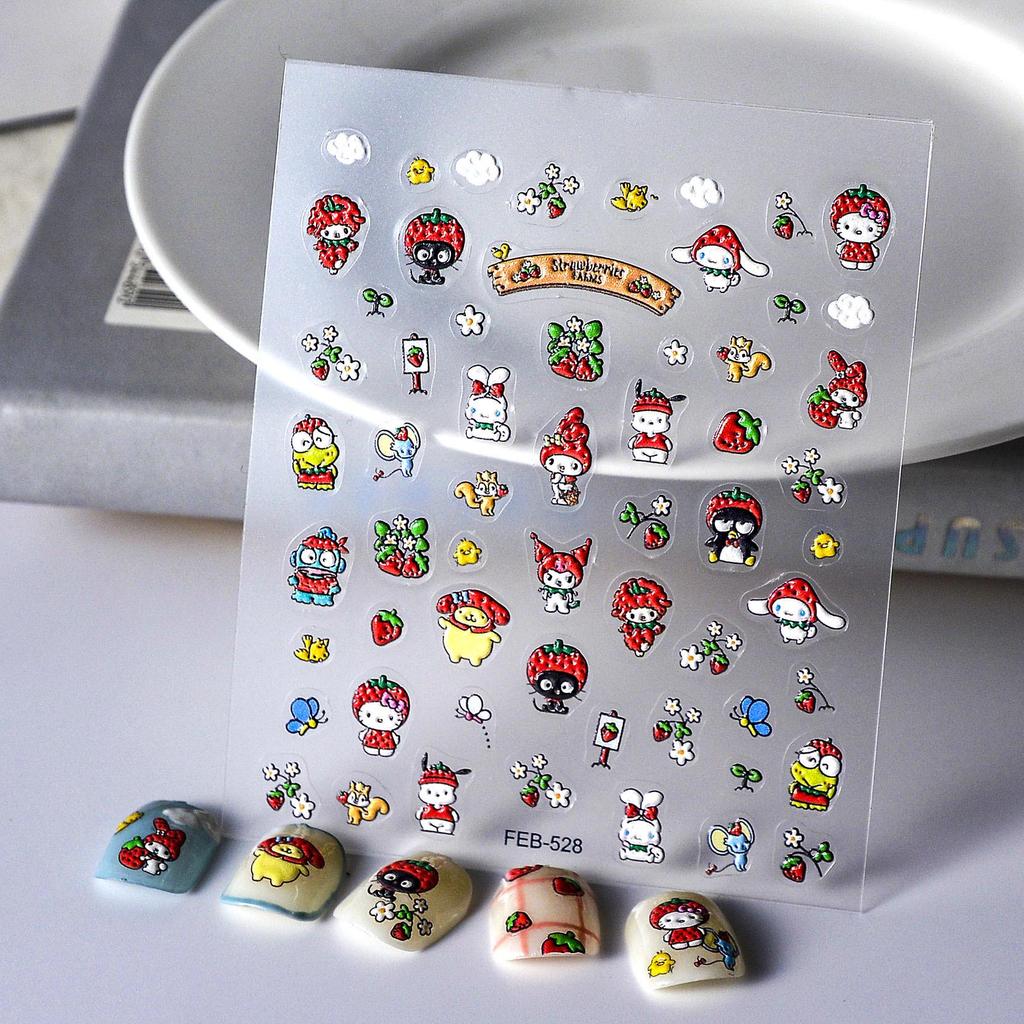 Big-Eyed Frog 5D Stereo Waterproof Nail Art Stickers - Cute, Thin, Tough, Rainbow Raindrop Design