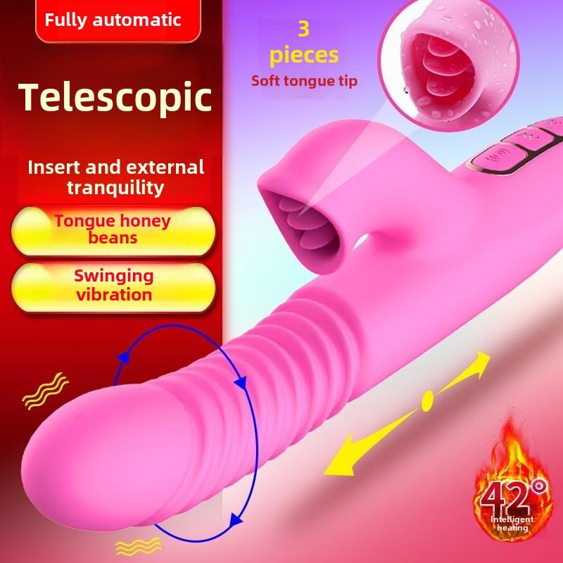 Honey Tongue Cyclone Fully Automatic Telescopic Heated Vibrator Female Electric Masturbator Erotic Sex Toys