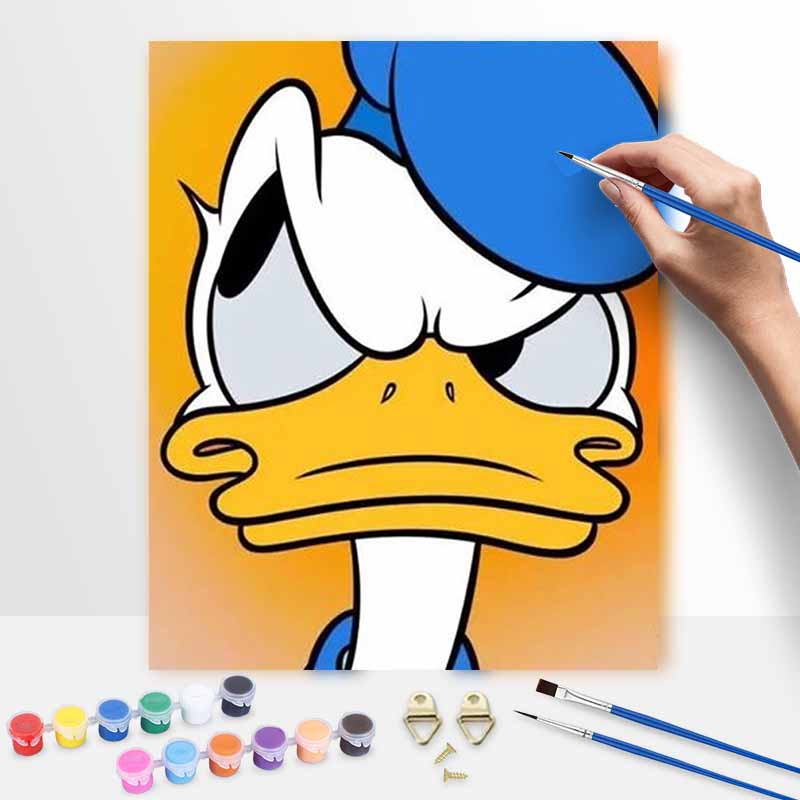 Disney Angry Donald Duck Digital Oil Painting Diy Handpainted Coloring Painting Home Decoration, Canvas Wall Art for Living Room Decor